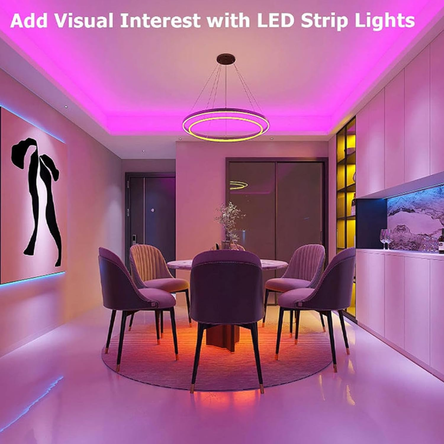 Color-Changing LED Mood Light Strip, Music-Synced LED Light Strip, Dimmable