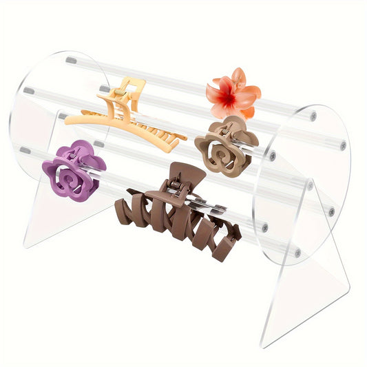 360° Rotating Acrylic Claw Clip Organizer ✨ Transparent Vanity Dressing Table Stand