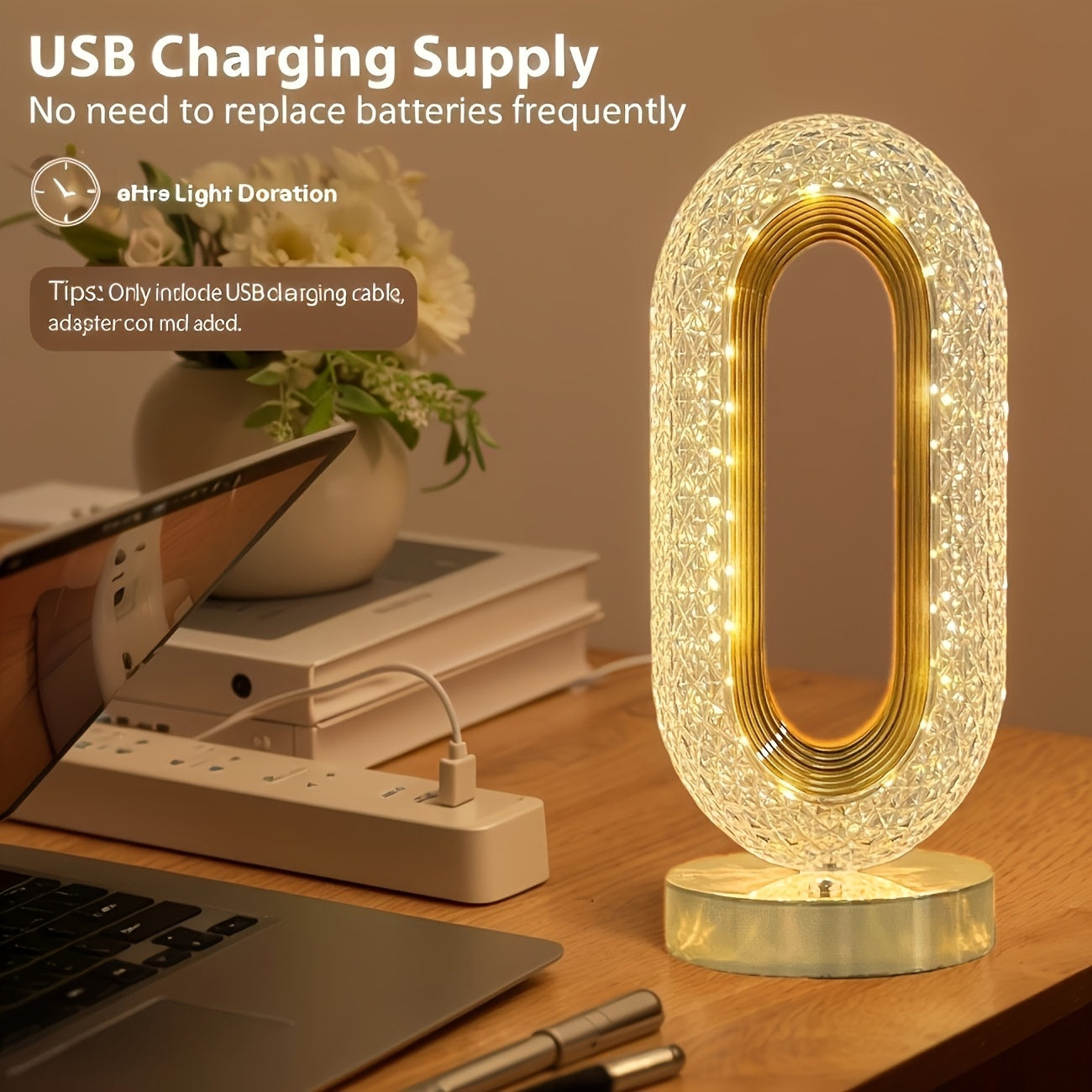 💡 Modern LED Desk Lamp – 3 Colors, USB Rechargeable