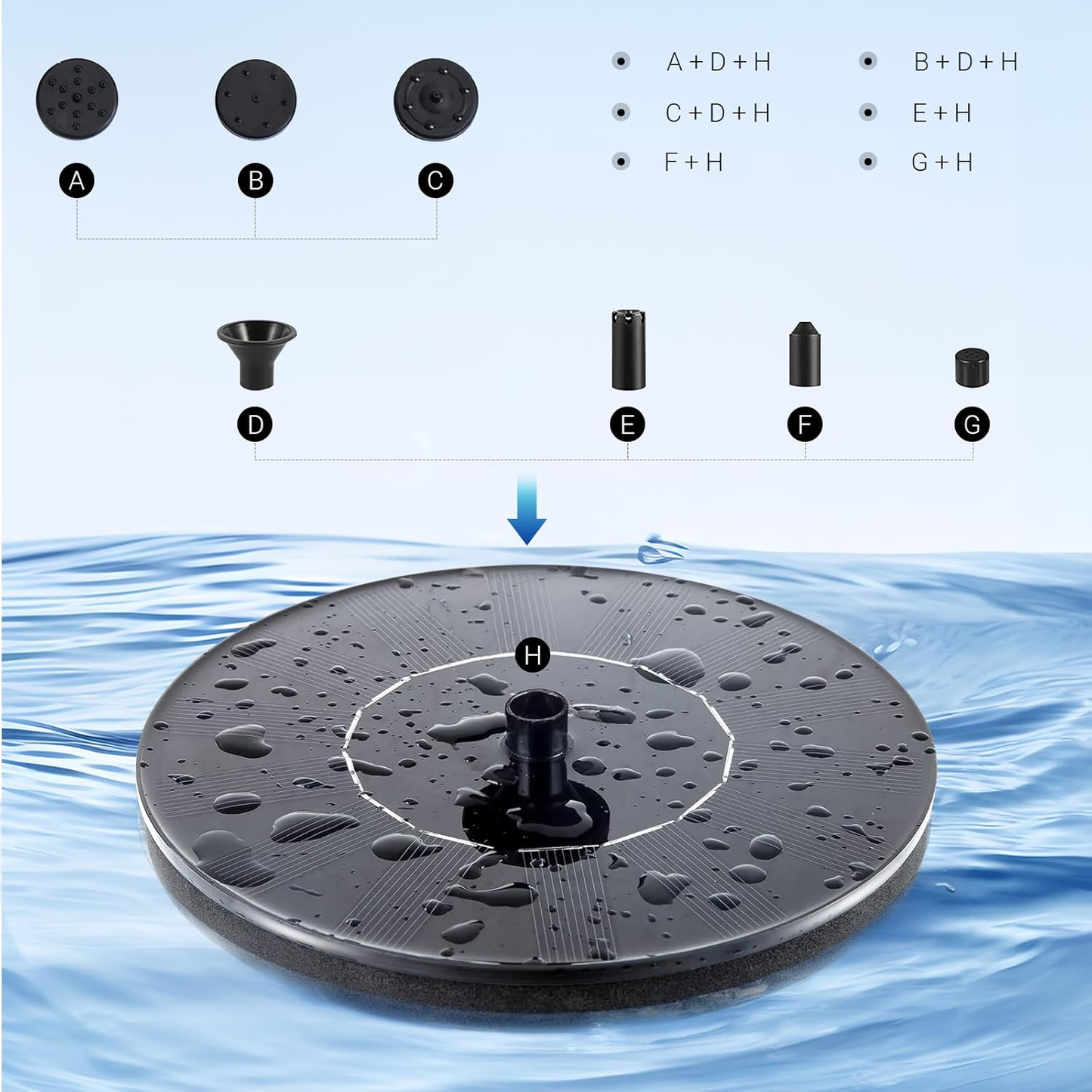 Solar Fountain Outdoor Pool Garden Floating Waterscape Fountain Pump