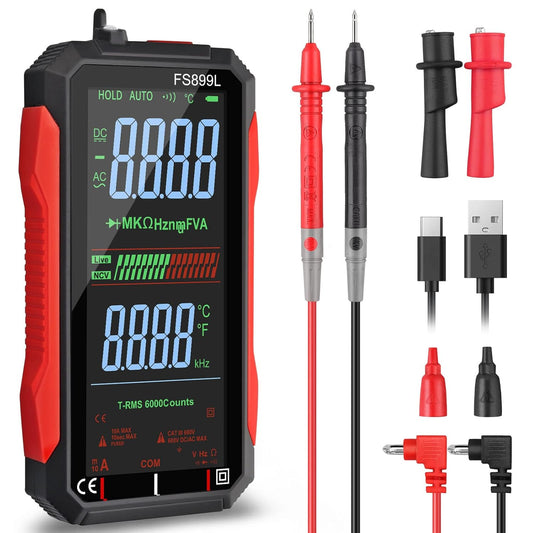 ⚡USB Rechargeable Digital Multimeter🔋– 6000 Counts. Large Color Screen & Backlight! 🛠️🔌