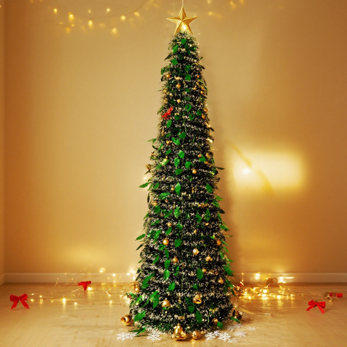 🔔Retractable Christmas tree green leaves 5 feet foldable🎄