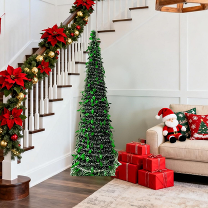 🔔Retractable Christmas tree green leaves 5 feet foldable🎄