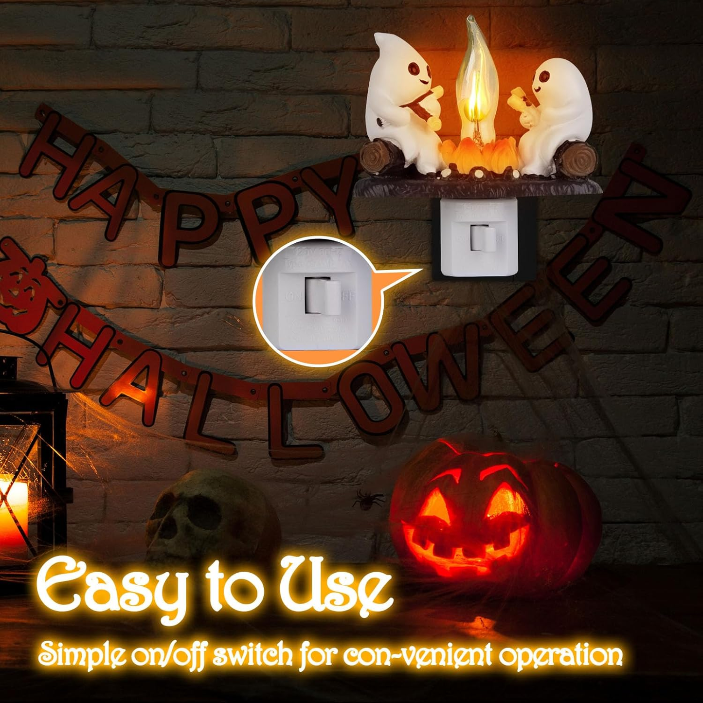 👻Ghost Bonfire Flickering Flame Halloween Night Light