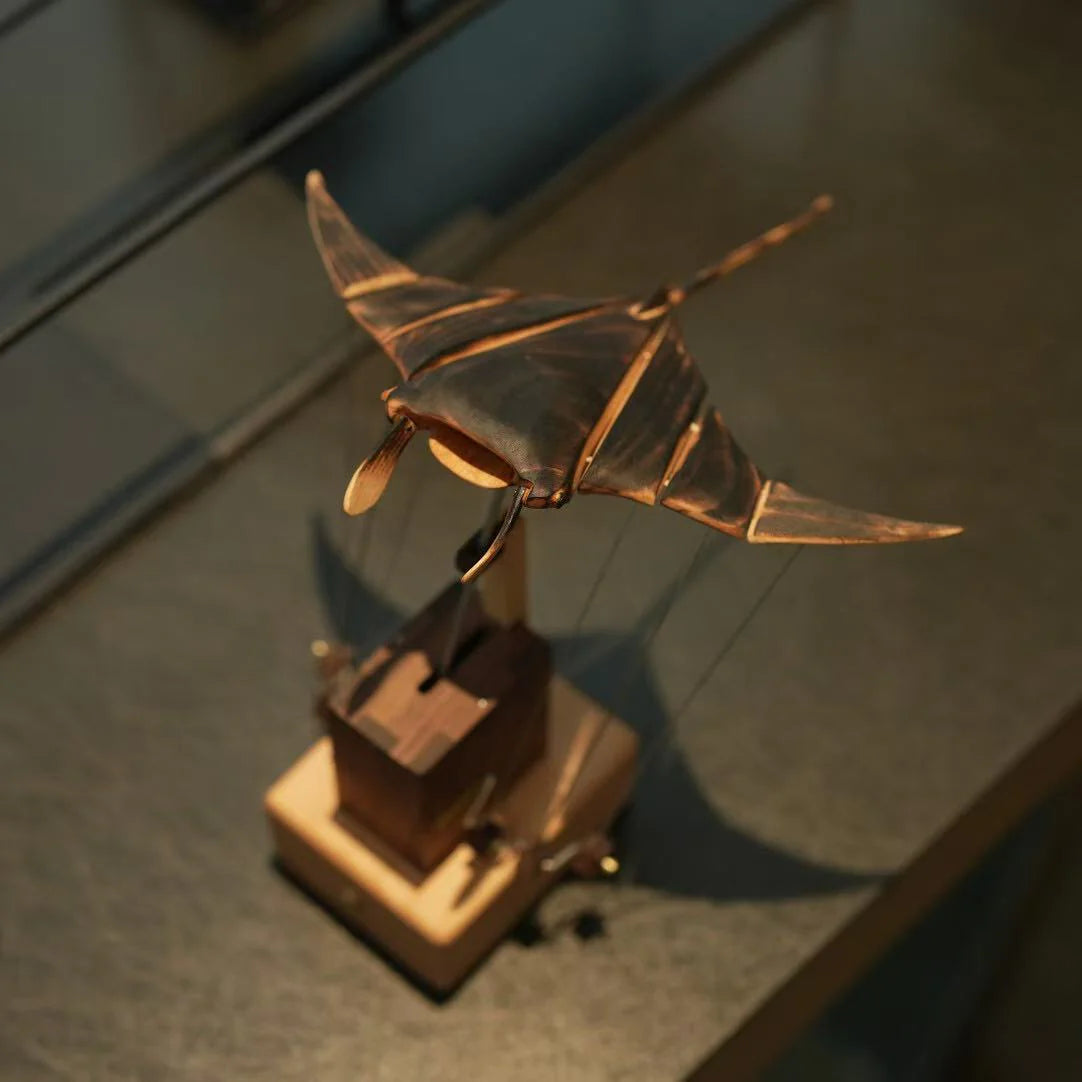 Artisan Wooden Manta Ray Automaton
