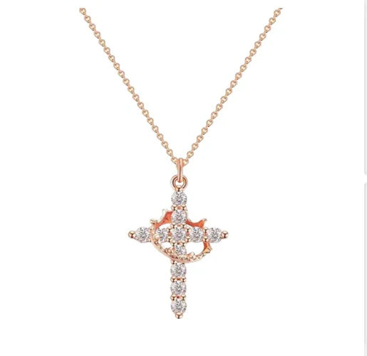 Cross and Crown Necklace