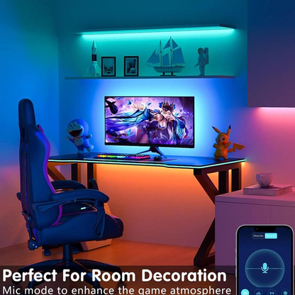 Color-Changing LED Mood Light Strip, Music-Synced LED Light Strip, Dimmable