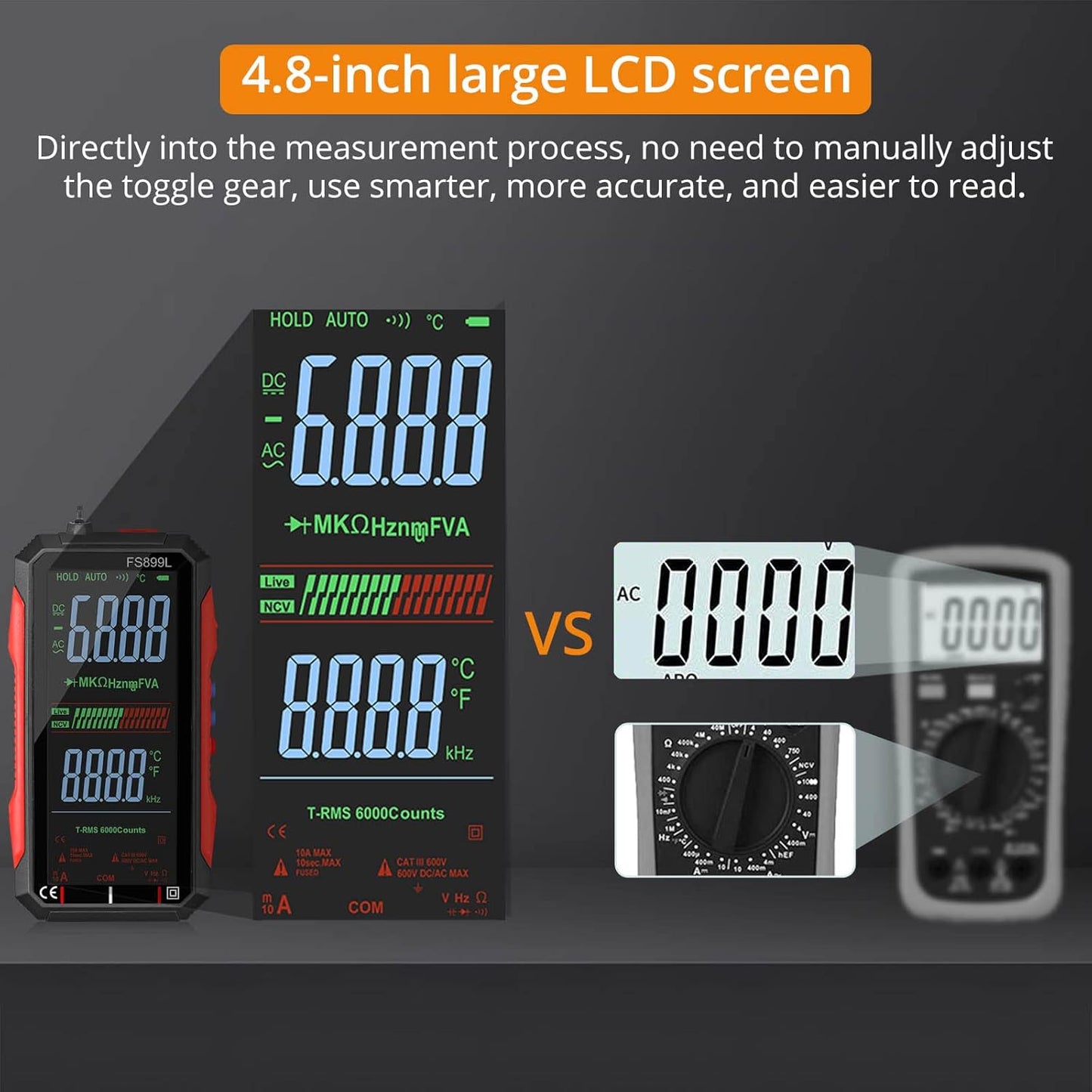 ⚡USB Rechargeable Digital Multimeter🔋– 6000 Counts. Large Color Screen & Backlight! 🛠️🔌