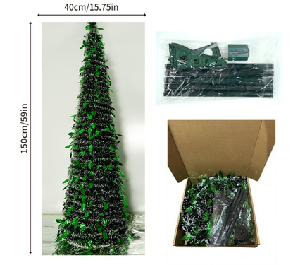 🔔Retractable Christmas tree green leaves 5 feet foldable🎄